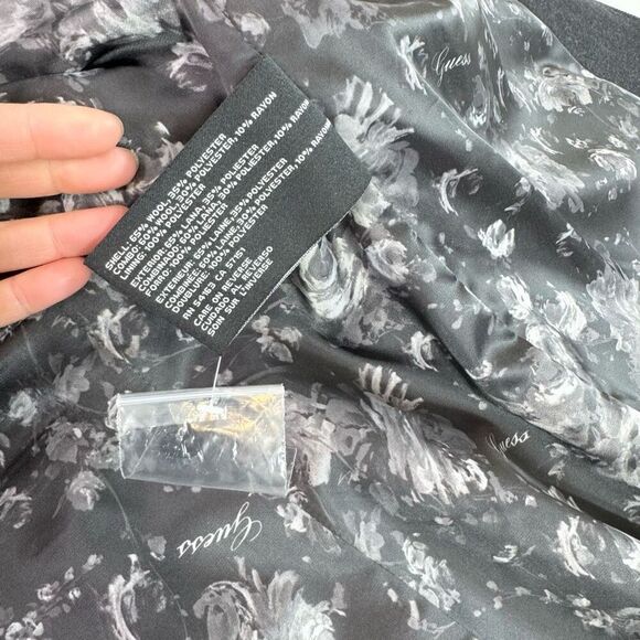 Guess Coat Womens XXL 2X Black Gray Hooded Wool Blend Overcoat A Line Classic - Picture 4 of 10